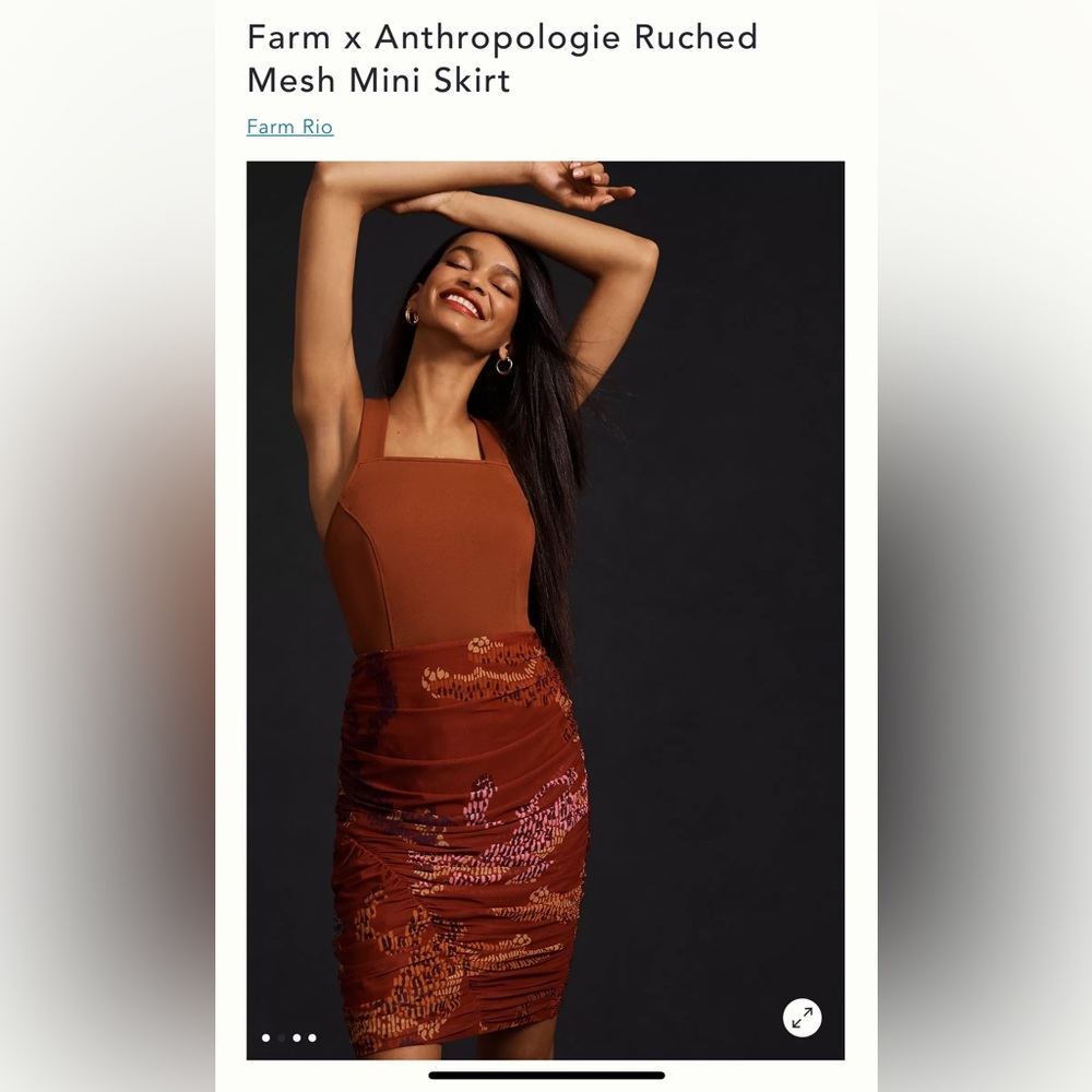 Farm Rio x Anthropology Ruched Mesh Mini Skirt